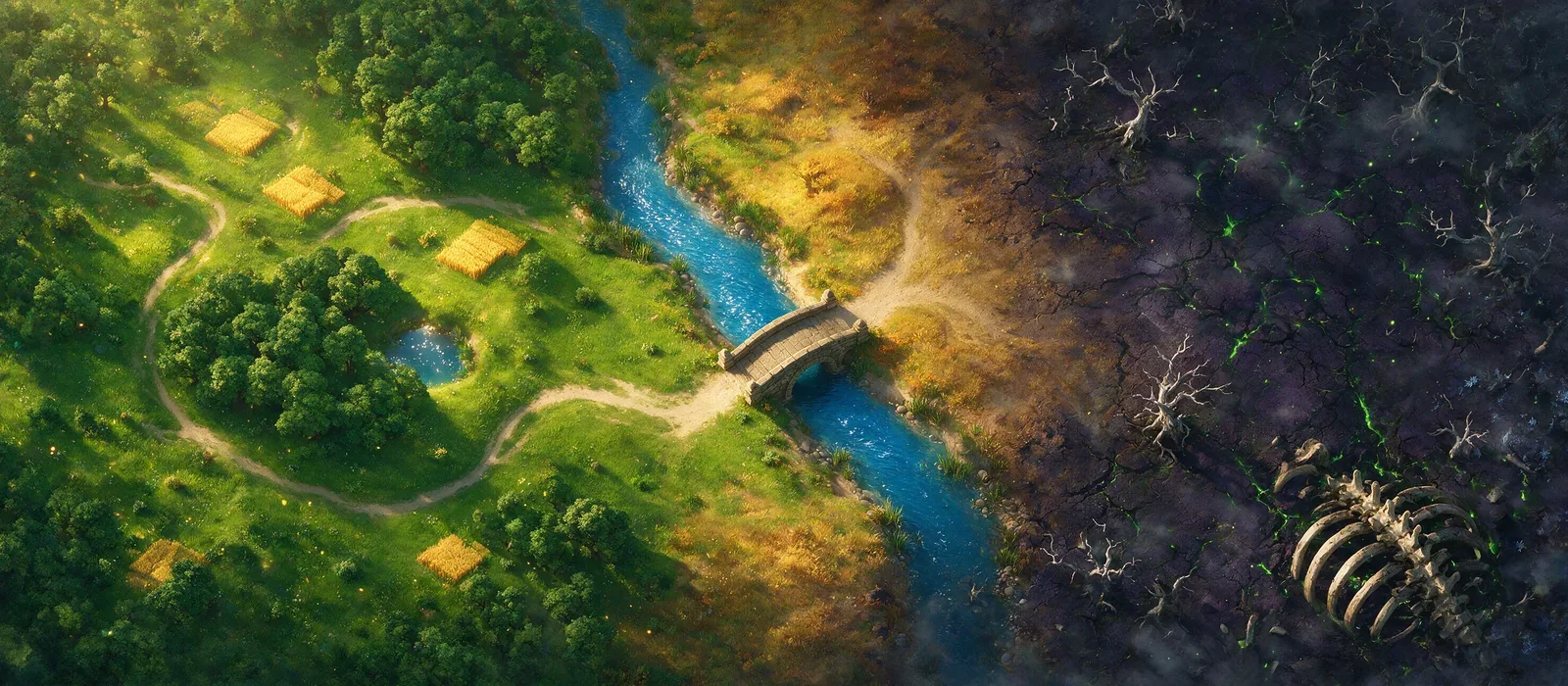 A painted fantasy war map with keeps and a front line